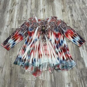Authentic Vintage Y2K Live and Let Live Women's boho tie-dye paisley sublimation